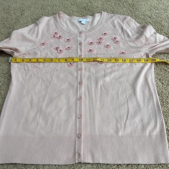 Charter club large light dusky rose sequined and beaded cardigan. - Picture 8 of 9